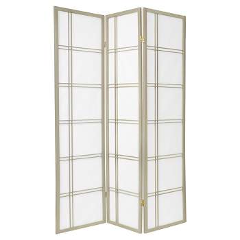 6 ft. Tall Double Cross Shoji Screen - Special Edition - Gray (3 Panels)