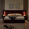 GDFStudio Noxon Modern Velvet Upholstered Bed Frame with Wingback Headboard, LED Lights, and 2 Floating Bedside Tables - 3 of 4