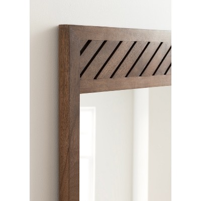 Mezzeta Brown Wood Chevron 24"x36" Rectangular Wall Mirror