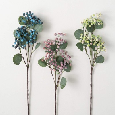 Sullivans Artificial 25" Dusk-Colored Berry Stem Set of 3, Multicolored