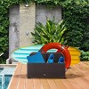 Outsunny Patio Wicker Pool Float Storage Basket, Outdoor PE Rattan Pool Caddy with Rolling Wheels for Floats, Noodles, Paddles, Towels - 2 of 4