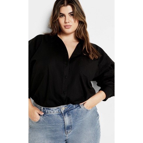 Women's Plus Size Kenia Shirt - black | CITY CHIC - image 1 of 4