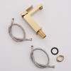 Kumasinova Brushed Gold Bathroom Faucet 1 Hole,Single Handle Bathroom Sink Faucet with Geometric Spout,Solid Brass Deck Mount Bathroom Faucets - 3 of 4