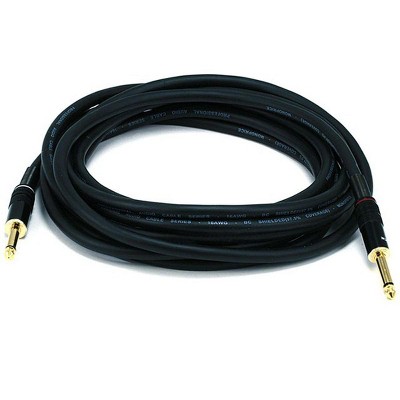 Monoprice Audio Cable Cord - 15 Feet - Black | 1/4 Inch (TS) Male to Male -16AWG, Gold Plated - Premier Series