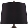 Franklin Iron Works Horace Rustic Table Lamps 25 1/4" High Set of 2 Bronze with Nightlight Black Faux Silk Drum Shade for Bedroom Living Room Bedside - 2 of 4
