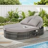 Outdoor Patio Round Recliner,Rattan Patio Recliner With Adjustable Backrests And Cushions,Recliner For Backyard Poolside-Cuddlewood - 2 of 4