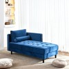 64" Velvet Chaise,Mid-Century Modern Chaise Furniture,Sleeper for Living Room,Apartment,Tool-Free Assembly. (Gray) - 3 of 4