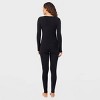 Warm Essentials by Cuddl Duds Women's Textured Fleece Thermal V-Neck Top - Black - 4 of 4