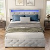 ALEXOUN Platform Bed Frame with Fabric Upholstered Headboard, Wooden Slats Support,for Bedroom,Apartment, - 4 of 4