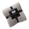Poly Fleece - Oversized Plush Woven Polyester Fleece Solid Color Throw - Breathable by Hastings Home (Stone and White) - 2 of 4