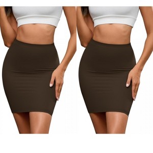 INSPIRE CHIC 2 Pcs Women's High Waisted Tight Slimming Tummy Control Half Slips - 1 of 4