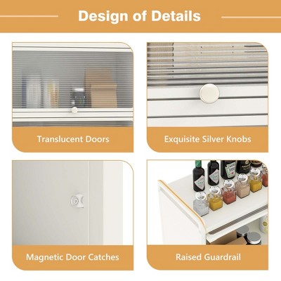White 5-Tier Metal Kitchen Baker's Rack with Flip-Up Doors