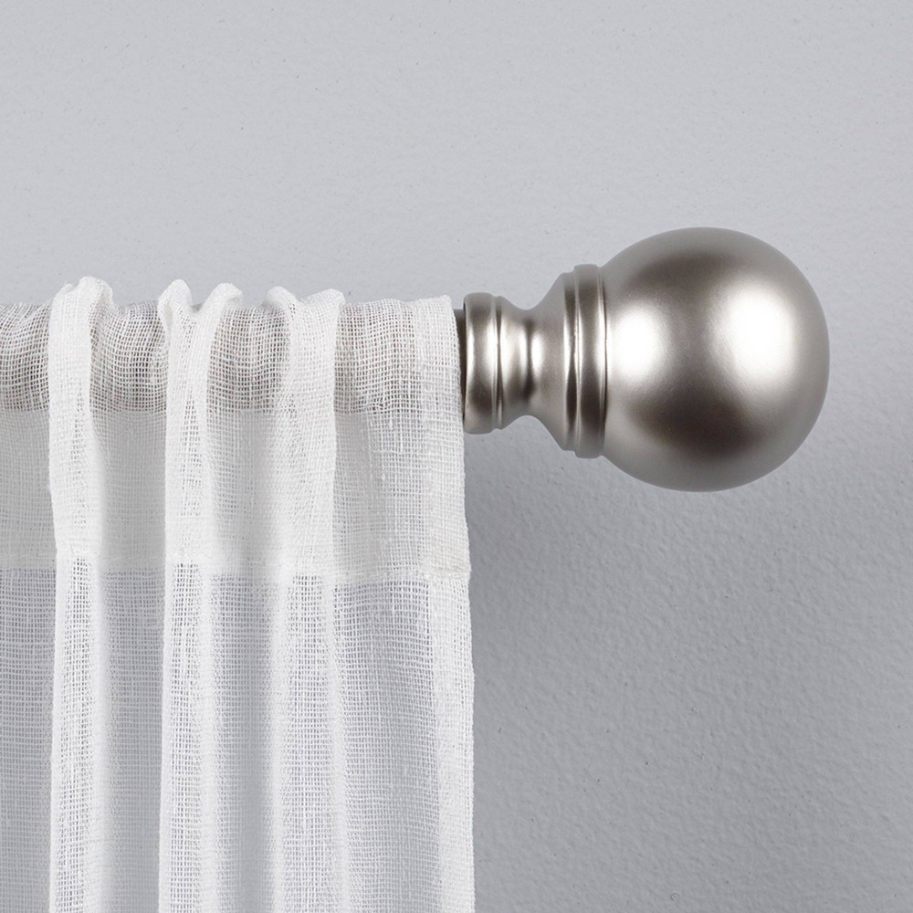72"x36" Adjustable Sphere Curtain Rod and Coordinating Finial Set Matte Silver - Exclusive Home