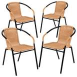 Flash Furniture 4 Pack Rattan Indoor-Outdoor Restaurant Stack Chair