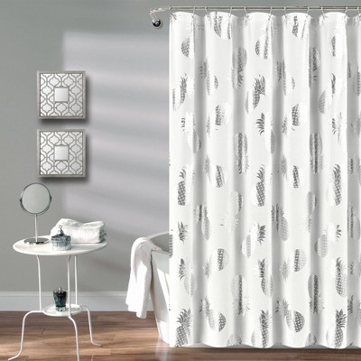 Pineapple Toss Shower Curtain Single Silver - Lush Décor