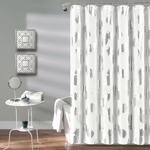 Pineapple Toss Shower Curtain Single, Silver Shower Curtain
