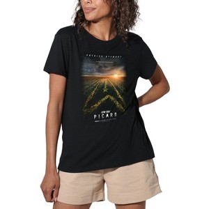 Women's Star Trek Picard Picard Poster Loose T-Shirt Black - 1 of 4
