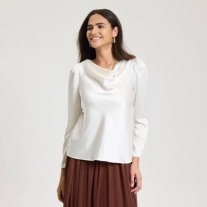 Women's Satin Cowl Neck Blouse - A New Day™ - 1 of 4