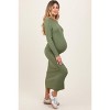 Pinkblush Olive Ribbed Knit Fitted Maternity Midi Sweater Dress - 3 of 4