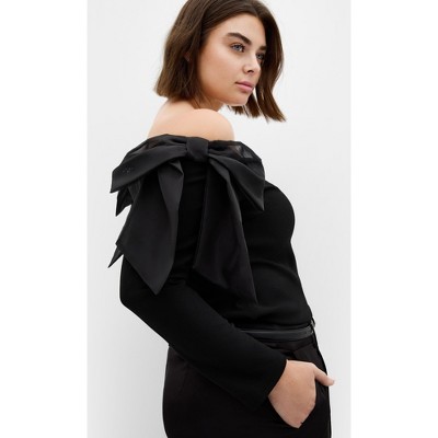 CITY CHIC | Stacie Off Shoulder Top - black | 16W
