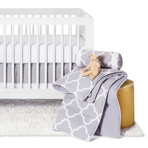 Sweet Jojo Designs Gray White Trellis 11pc Crib Bedding Set