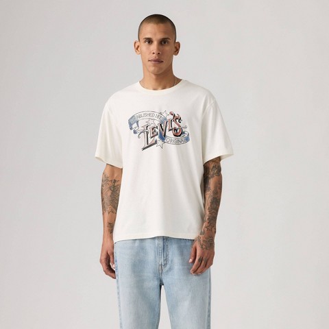 Мужские футболки Levi's Men's Relaxed Fit Short Sleeve T-Shirt - Off-White XL