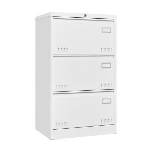 INFURNIC Decorative Storage Cabinet 3 Drawer Metal File Cabinet with Lock for Office Organization, White, 23"*43"*6" - 1 of 4