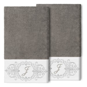 Linum Home Textiles 100% Turkish Cotton MONICA 2PC Embellished Bath Towel Set - 1 of 1