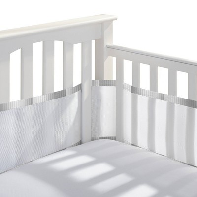 BreathableBaby Breathable Mesh Crib Liner, Classic Collection, Gray Seersucker