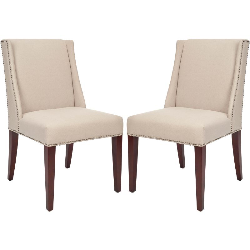 Rachel Arm Chair with Nail Heads (Set of 2) - Taupe - Safavieh., 5 of 6