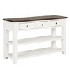 Solid Pine Wood Top Console Table, Modern Entryway Sofa Side Table with 3 Storage Drawers and 2 Shelves - 4 of 4