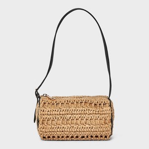 Straw Mini Boxy Barrel Shoulder Bag - A New Day™ Natural : Target