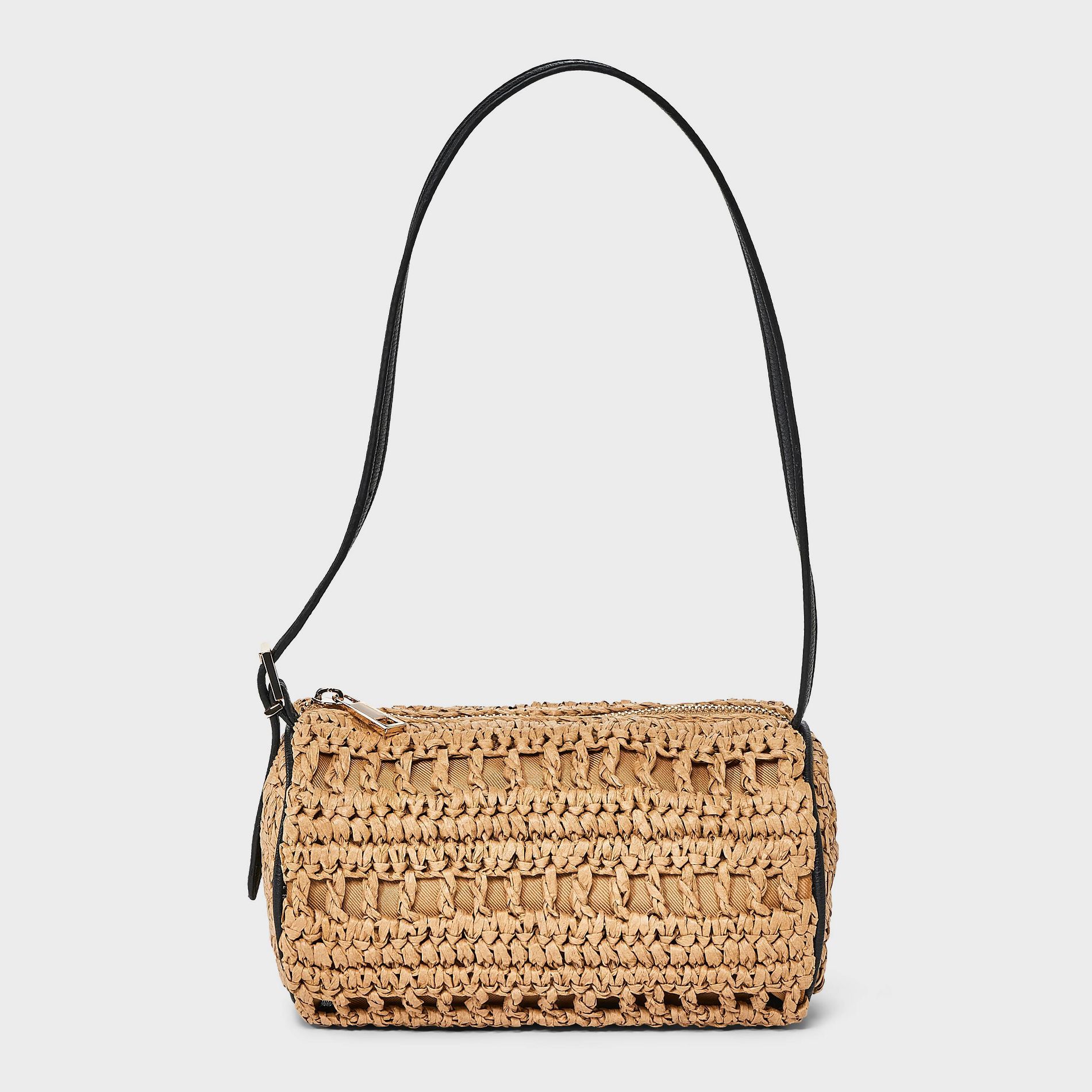 Straw Mini Boxy Barrel Shoulder Bag - A New Day™ Natural