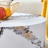 GlasFlength Coffee Tables, Modern Coffee Table with Complex Texture Pattern, Stylish and Durable Design for Living Room, Patio, White, 27.5"*27.5"*12" - 3 of 4
