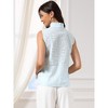 INSPIRE CHIC Women's Eyelet Stand-up Collar Crochet Floral Embroidered Peplum Sleeveless Blouses - 3 of 4