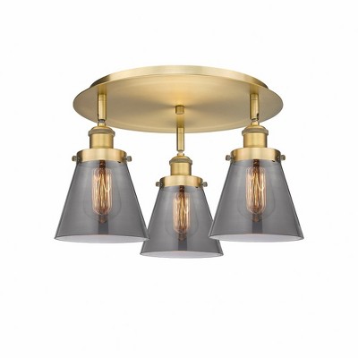 Cone - 3 Light Flush Mount In Art Deco Style-9.25 Inches Tall and 18 Inches Wide