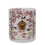 Northlight 3" Hand Painted Sparrows and Berries Flameless Glass Christmas Candle Holder