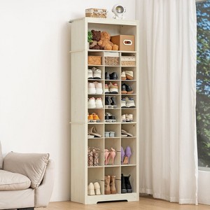 GARPROVM 11-Tier Modern White Shoe Cabinet with Adjustable Shelves - 30 Cubbies & Tall Boot Space, Space-Saving Vertical Storage - 1 of 4