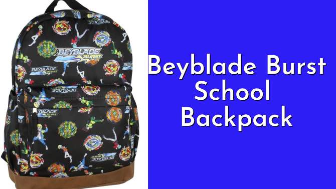 Beyblade Burst Spinner Top Allover Characters Pattern School Book Bag Backpack Black, 2 of 8, play video