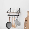 6 Hook Amelia Wall Shelf with Hanging Rod Black/Rustic - Danya B. - 2 of 4
