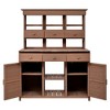 PAGED 65.7" Garden Potting Bench Table with Hutch, Patio Storage Workstation with 3 Shelves, 6 Drawers, 2 Bottom Cabinets for Mudroom, Brown - 4 of 4