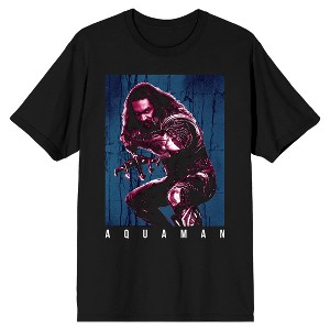 Justice League Movie Aquaman Crouching Hero Men's Black T-shirt - 1 of 3