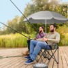 DOMETOUR Portable Grey Outdoor 2-Seat Folding Chair with Removable Sun Umbrella - 3 of 4