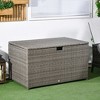 Outsunny Outdoor Deck Box, PE Rattan Wicker with Liner, Hydraulic Lift, and A Handle for Indoor, Outdoor, Patio Furniture Cushions, Pool, Toys - 2 of 4