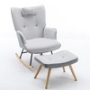35.5-inch rocking chair, cotton and linen cushioned gliding chair with high backrest armrests, living room and bedroom - 4 of 4