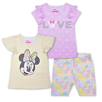 Disney Girls' 3-pack Love Minnie Mouse Ruffle Sleeve Tee Shirts And ...