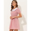 Allegra K Women's Contrast Peter Pan Collar Puff Short Sleeve A-line Dress - 3 of 4