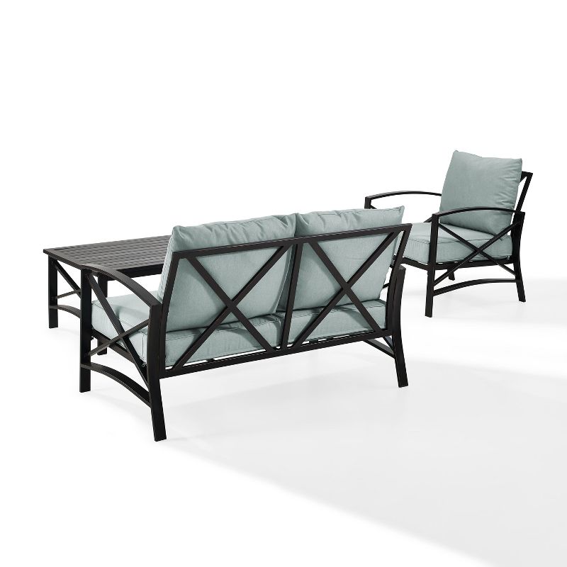 Crosley 3pc Kaplan Steel Outdoor Seating Furniture Set with Loveseat, Chair & Coffee Table, 4 of 9