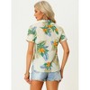 Allegra K Women's Hawaiian Floral Leaves Printed Short Sleeve Button Down Vintage Shirt - 4 of 4