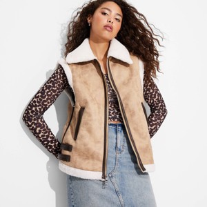 Women's Faux Shearling Vest - Wild Fable™ Tan - 1 of 3